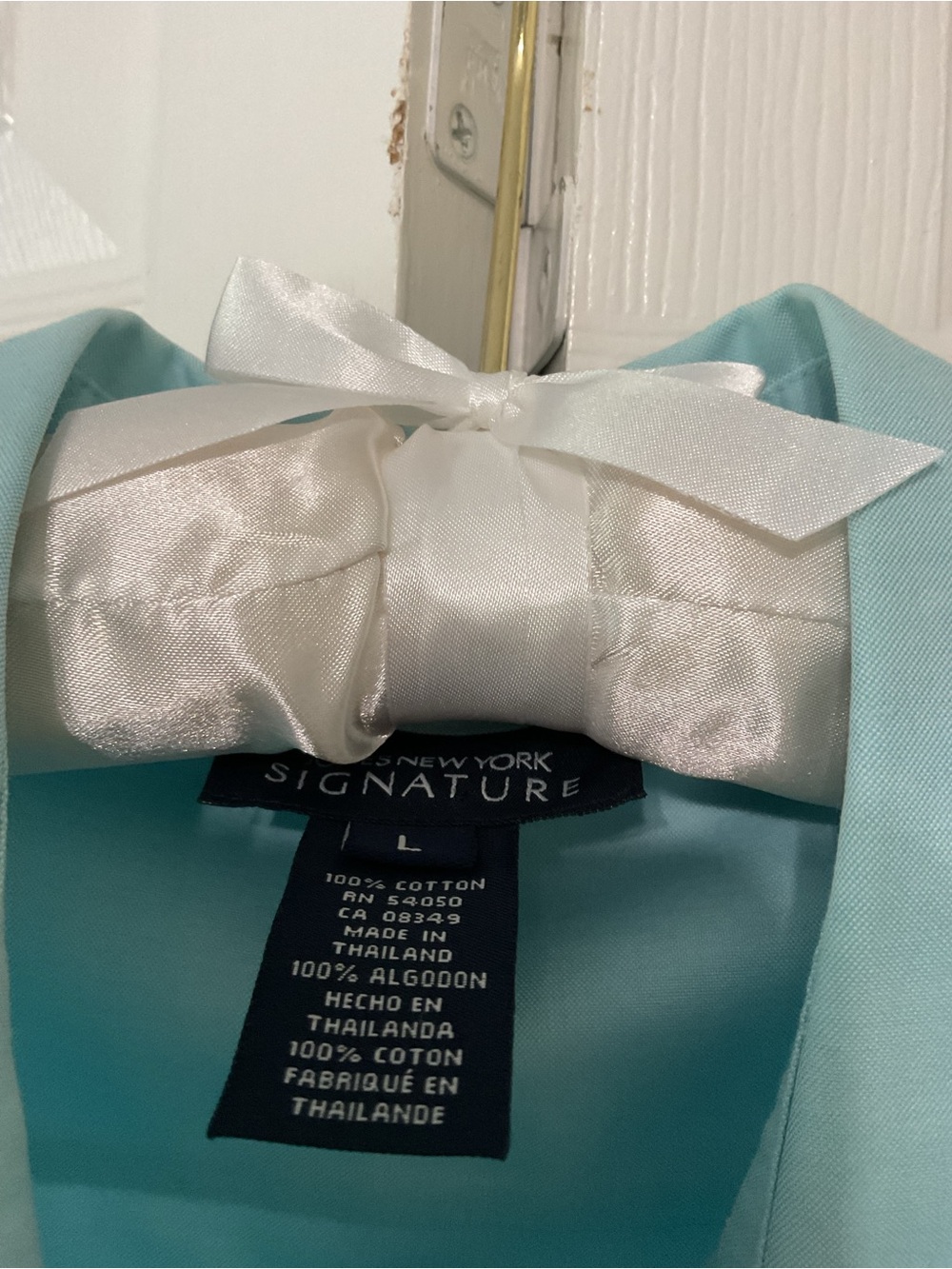 Jones New York Signature Aqua Dress Shirt - Classic Long Sleeve - Picture 5 of 6